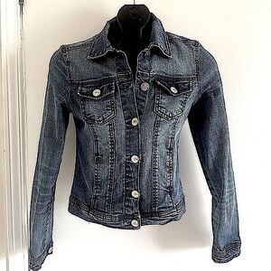 PENTAGONE Classic Denim long sleeved metal button down Jean Jacket, Size Medium